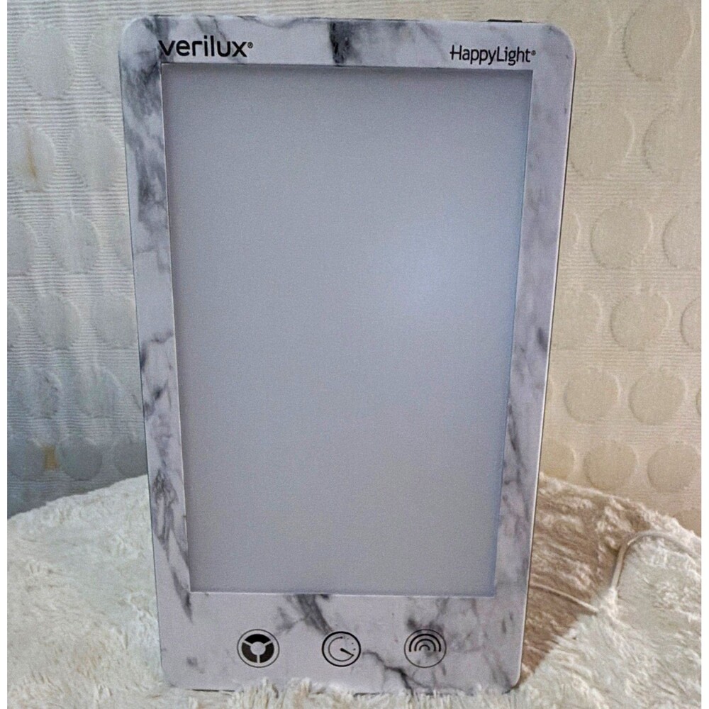 Verilux HappyLight Luxe VT43MB3 10,000 Lux Therapy Lamp Marble Tested
